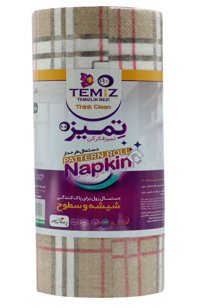 دستمال رول طرحدار ( 10 برگي ) 100% ويسكوز - تميز