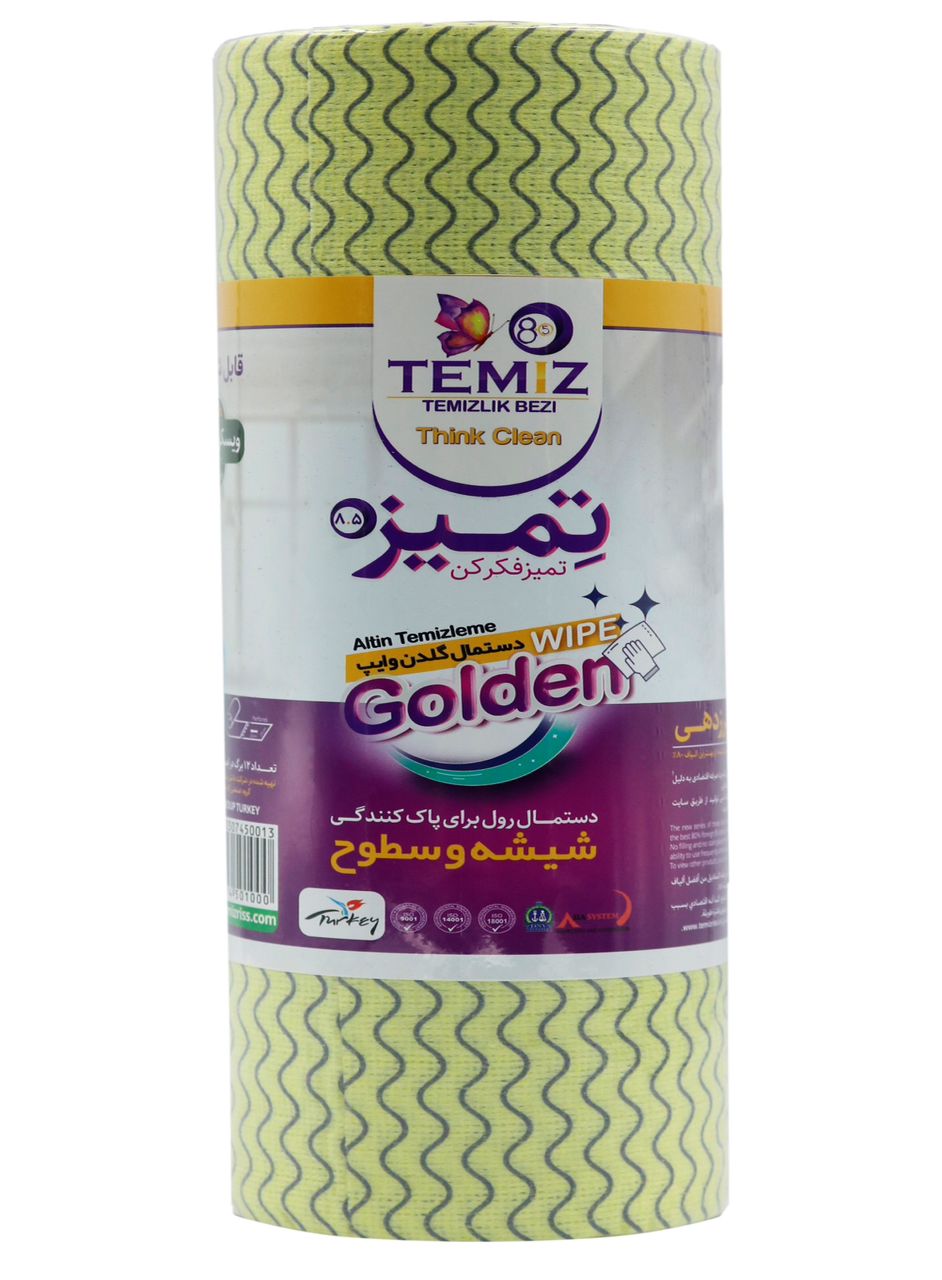 دستمال رول گلدن وايپ ( 12 برگي ) 100% ويسكوز - تميز